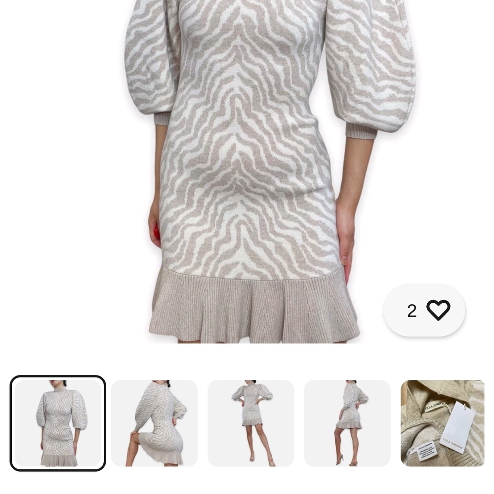Ulla Johnson Cream Zebra Print Midi Dress